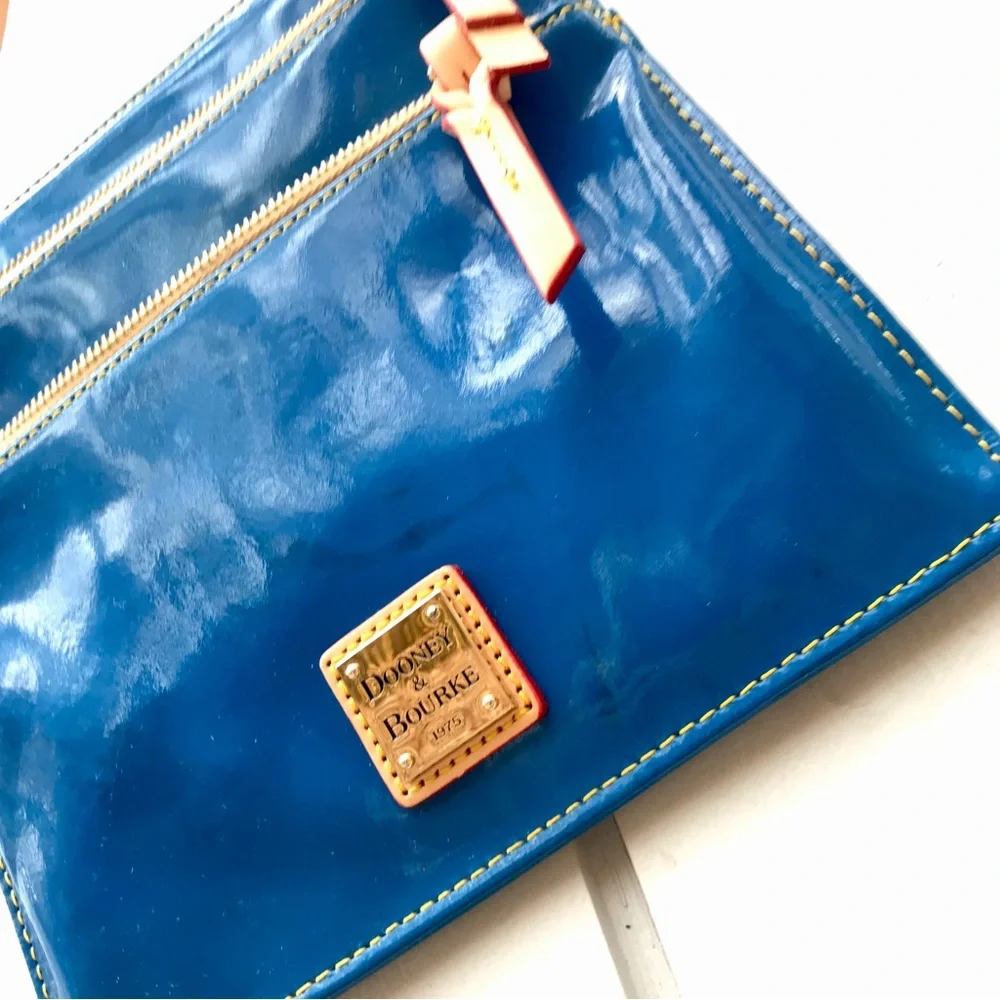NWT Dooney & Bourke Patent Leather North/South Triple Zip Crossbody
